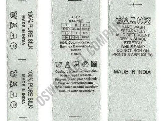 Satin Wash Care Labels Manufacturer