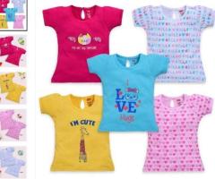 Baby Girls Pack of 5 Half Sleeve Tops | 100% Cotton | Soft, Comfy & Everyday Essentials