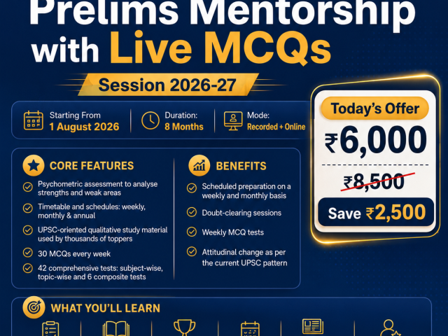 Prelims Mentorship with Live MCQs for UPSC Success