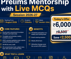 Prelims Mentorship with Live MCQs for UPSC Success