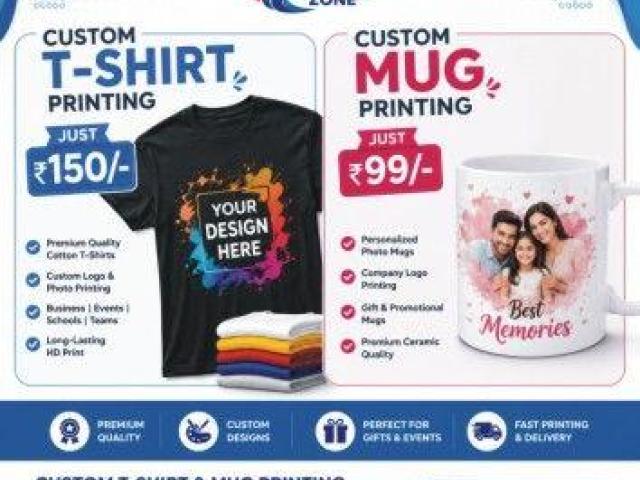T shirt and Mug Printing Rs. 50/- only | Online Printing Service | Custom printing | 600